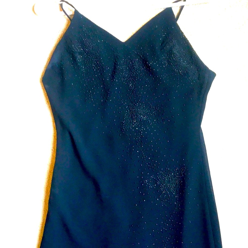 Ital Mode Studio Sequin Asymmetric Cocktail Midi Dress Open Back Made in USA L